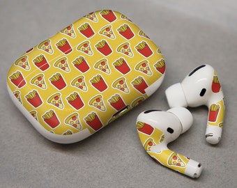 Art culinaire sympa, pizza et pommes de terre, vinyle pour AirPods Vinyle 3 M premium pour AirPods tous modèles Beats Buds Samsung Galaxy Buds OnePlus Buds a