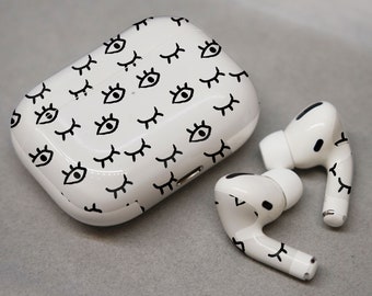 Pictogrammen met getekende ogen, trendy print, sticker voor AirPods premium 3 M vinyl voor AirPods alle modellen Beats Buds Samsung Galaxy Buds OnePlus Buds en