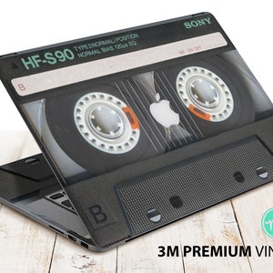 Black compact audio cassette laptop skin premium 3M vinyl sticker for all MacBook models and other laptops