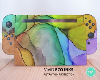 Art coloré à l'encre à bulles, skin Nintendo, vinyle premium 3 M pour Nintendo Switch, Nintendo Switch OLED et Nintendo Lite