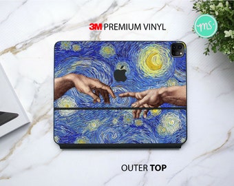 The Starry Night and Creation of Adam collage laptop skin 3M vinyl skin for the Apple Magic Keyboard and Apple Smart Keyboard Folio for iPad