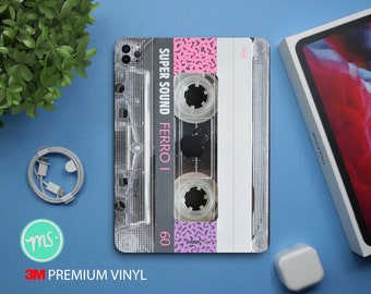 Vintage audio cassette pink tape iPad skin premium 3M skin for all iPad, Amazon Kindle and Samasung Galaxy Tabs models