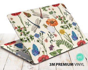 Schmetterling auf Blume , Aufkleber für Macbook Premium 3M Vinyl Aufkleber für alle MacBook Modelle und andere Laptops