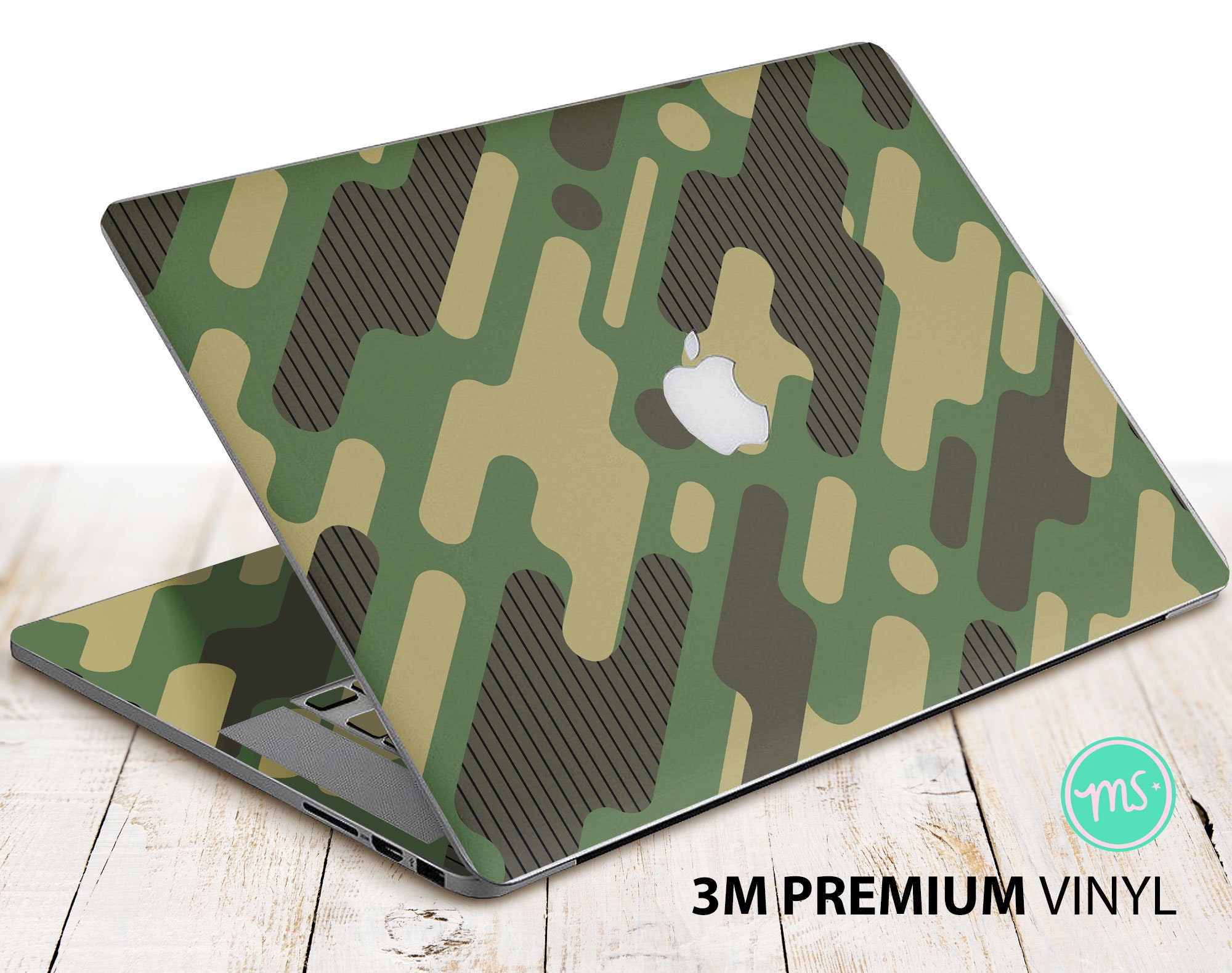 Skin (autocollant) Universel Pour PC Portable 13 Pouces - Motif Triangles Vert/gris