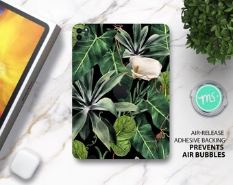 Tropical pattern with white flowers iPad skin premium 3M skin for all iPad, Amazon Kindle and Samasung Galaxy Tabs models