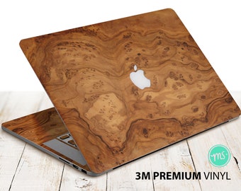 Caramel brown wood texture laptop skin premium 3M vinyl sticker for all MacBook models and other laptops