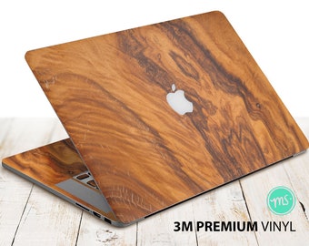 Caramel brown wood grain texture laptop skin premium 3M vinyl sticker for all MacBook models and other laptops