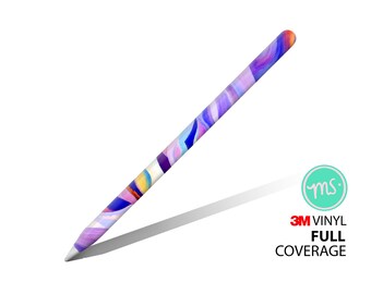 May include: A stylus with a colorful abstract design in shades of purple, blue, yellow, and pink. The stylus is angled against a white background, with the text "3M VINYL FULL COVERAGE" visible.