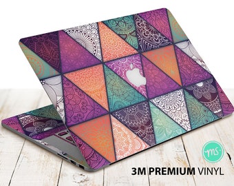 Autocollant en vinyle 3M haut de gamme à motif de triangles sans couture pour tous les modèles de MacBook et autres ordinateurs portables