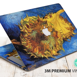 Two Cut Sunflowers by Van Gogh laptop skin premium 3M vinyl sticker for all MacBook models and other laptops