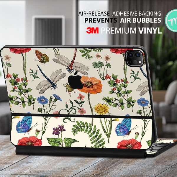 Butterfly on a flower , sticker for Macbook 3M vinyl skin for the Apple Magic Keyboard and Apple Smart Keyboard Folio for iPad Pro and iPad