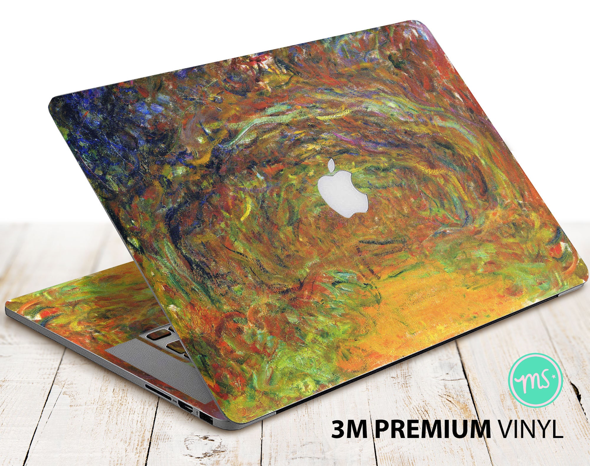 Path under the Rose Arches Giverny by Claud Monet laptop skin premium 3M vinyl sticker for all MacBook models and other laptops