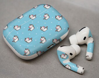 Leuke print voor AirPods, witte eenhoorn, sticker voor AirPods premium 3 M vinyl voor AirPods alle modellen Beats Buds Samsung Galaxy Buds OnePlus Bu