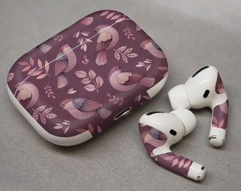 Niedliche rosa Vögel auf den Blättern, Haut für AirPods Premium 3 M Vinyl für AirPods alle Modelle Beats Buds Samsung Galaxy Knospen OnePlus Knospen und oth