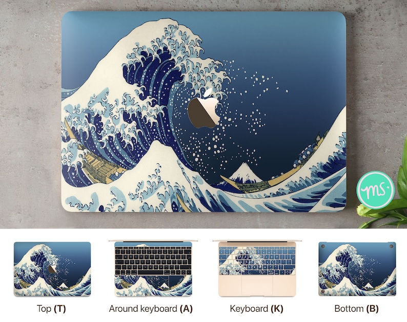 The Great Wave off Kanagawa von Katsushika Hokusai , Skin für MacBook Premium 3M Vinyl Aufkleber für alle MacBook Modelle und andere Laptops Bild 4