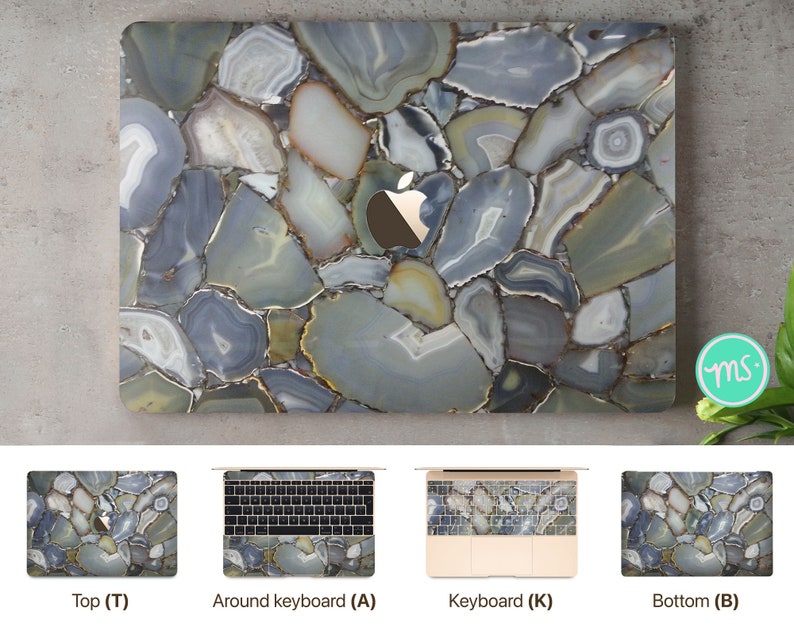 Chalcedony mineral stone texture laptop skin premium 3M vinyl sticker for all MacBook models and other laptops image 4