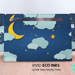 Skin de vinilo premium 3M con diseño de nubes azules de cielo nocturno para Nintendo Switch, Nintendo Switch OLED y Nintendo Lite
