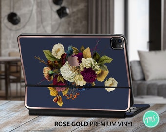 Blumen-Bouquet auf dunklem Hintergrund Premium Vinyl Hülle mit tollem METALLIC EFFEKT für die Apple Keyboards für das iPad