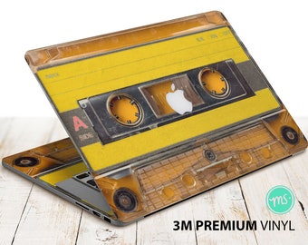 Vinilo amarillo vintage tipo casete para MacBook Pro, MacBook Air 13 y otros portátiles. Elegante y moderno adhesivo premium 3M para MacBook Pro.
