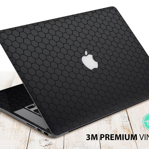 Dark gray honeycomb mesh texture laptop skin premium 3M vinyl sticker for all MacBook models and other laptops