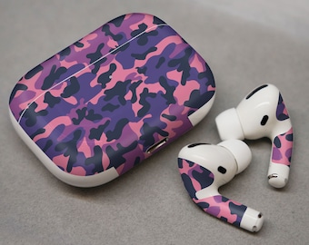 Pink and purple camouflage , skin for AirPods premium 3M vinyl for AirPods all models Beats Buds Samsung Galaxy Buds OnePlus Buds and other