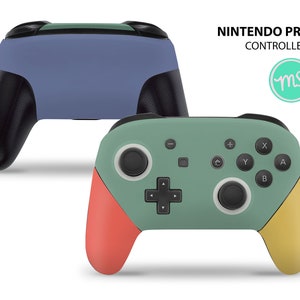 May include: Two Nintendo Pro controllers. One is blue with black accents. The other is green with red and yellow accents. The text "NINTENDO PRO CONTROLLER" is above the controllers.
