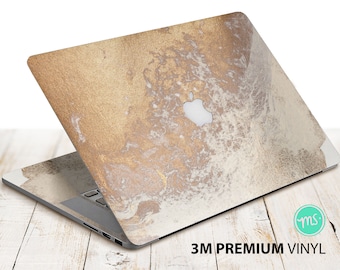 Golden marble texture laptop skin premium 3M vinyl sticker for all MacBook models and other laptops