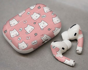 Heel schattige witte kat, sticker voor AirPods premium 3 M vinyl voor AirPods alle modellen Beats Buds Samsung Galaxy Buds OnePlus Buds en andere