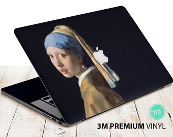 Sticker en vinyle Magic skin premium 3M Fille à la perle par Johannes Vermeer pour tous les modèles de MacBook et autres ordinateurs portables