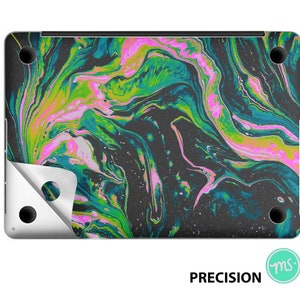 Marmorfärgad bläckkonst på mörk bakgrund iPad magic tangentbordsfodral premium 3 M vinylklistermärke för alla MacBook-modeller och andra bärbara datorer