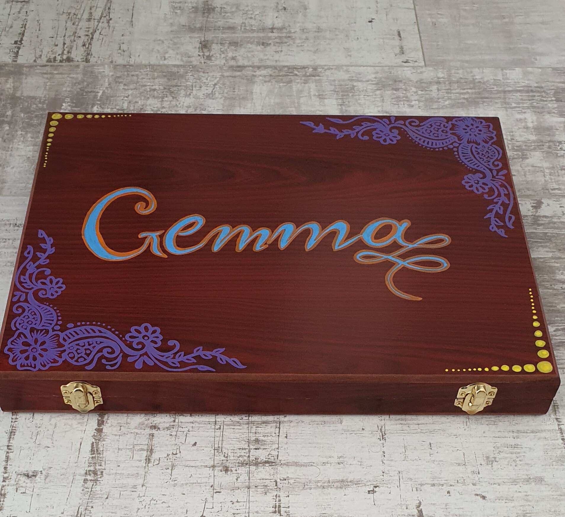 Personalised Stationery Set Wooden Hand Painted Etsy