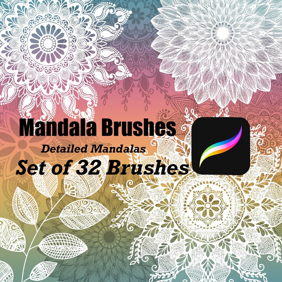 A Set of 32 Mandala Brushes , Procreate Brushes , Procreate Stamps ...