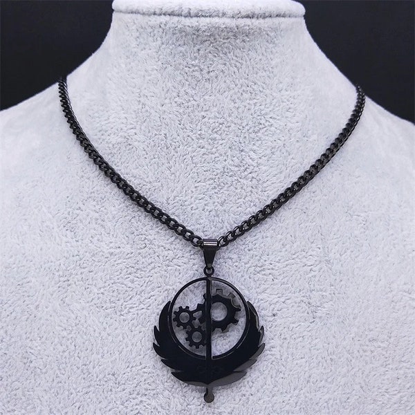 Fallot Video Game Brotherhood of Steel Black Metal Pendant Necklace