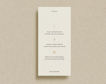 Modern Wedding Menu Card | Chloe Collection