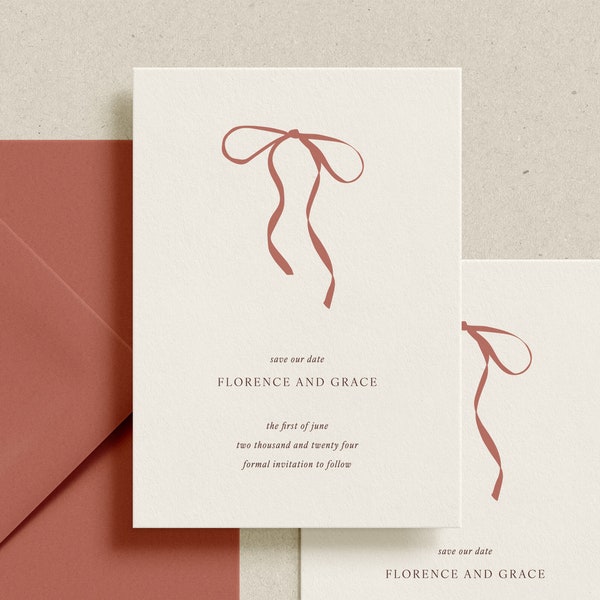 Bow Save the Date Card | The Florence Collection