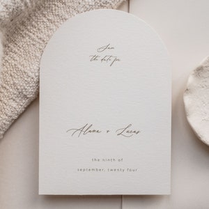 Modern Script Arched Save the Date Alana Collection Arched