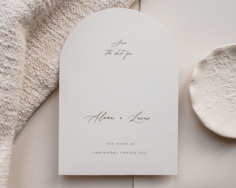 Modern Script Arched Save the Date Alana Collection Arched