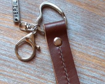 Leather keychain, key fob, key charm, key ring - hand made