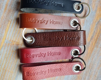 Leather keychain, key fob, key charm, key ring - hand made