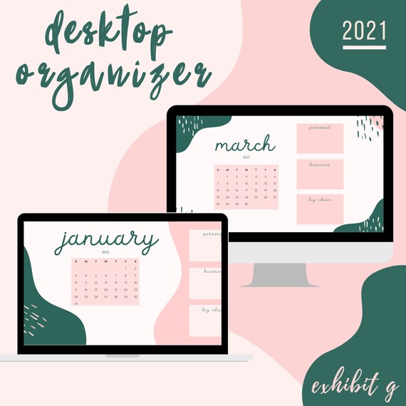 2021 Monthly Calendar Desktop Wallpaper Background Organizer - Etsy