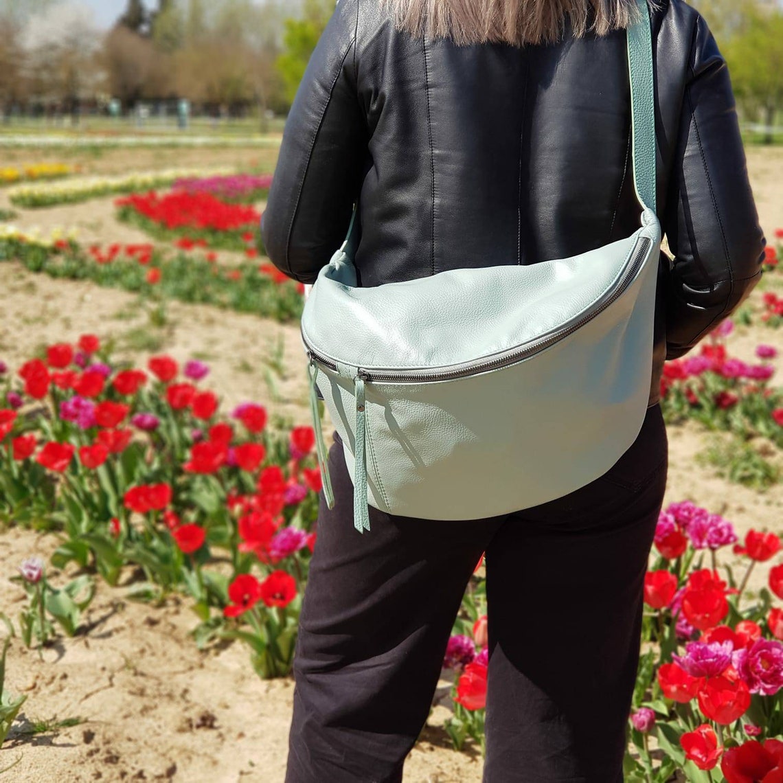 Large sling Bag for women's/leather fanny pack for Etsy