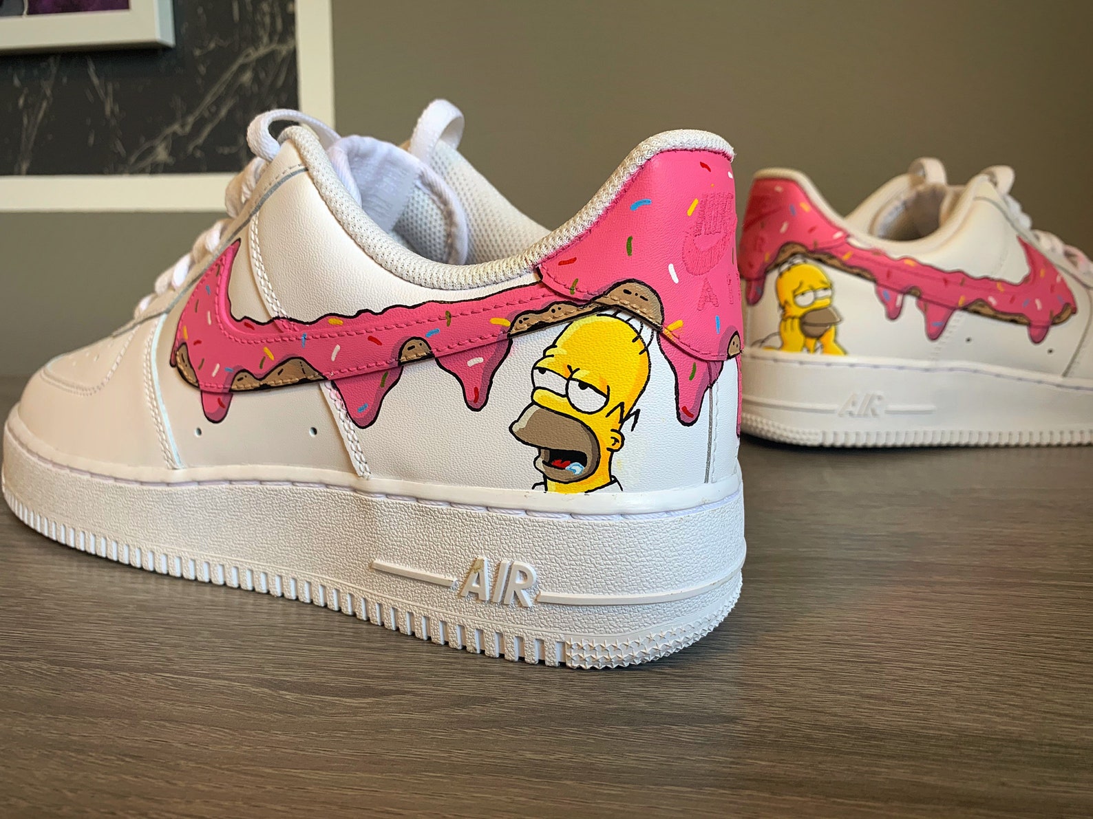 Custom Nike Air Force ones shoe simpsons donut drips | Etsy