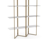 Casamudo Golden 3 Tier Bookshelf, Wide Open Panel Furniture, Large 71 Inch Etagere Bookshelf for Home, Kitchen and Showroom