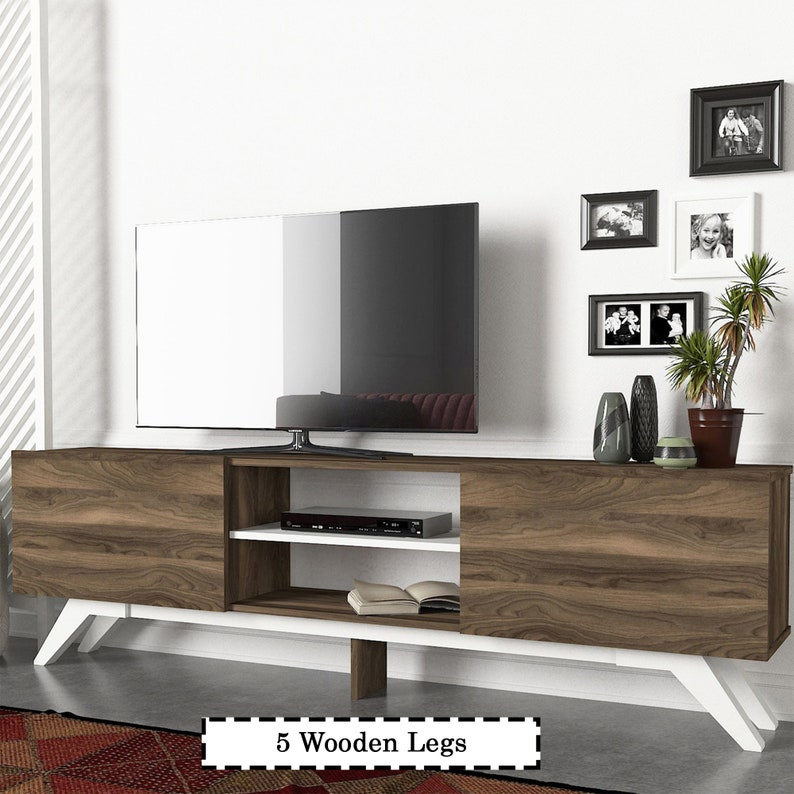 TV Media Console Midcentury Modern Television Table With Etsy