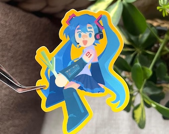 Miku with Leek Vocaloid Project Sekai Glossy Vinyl Decal Sticker
