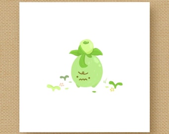 Small Olive Video Game Character Kawaii Square Art Print