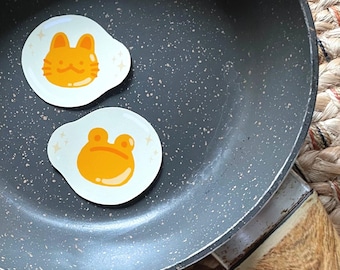 Fried Egg Cat & Frog Yolk Food Glossy Vinyl Decal Sticker