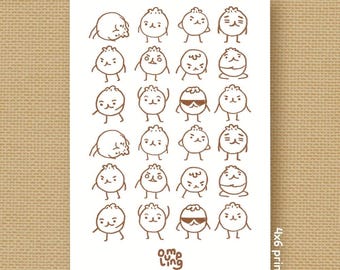 Oumpy Sketches Dumpling Original Character Doodles 4x6 Art Print