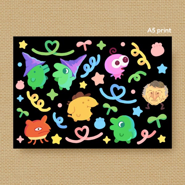 Smiling Friends x Tama Friends Deco Style Kawaii A5 Art Print
