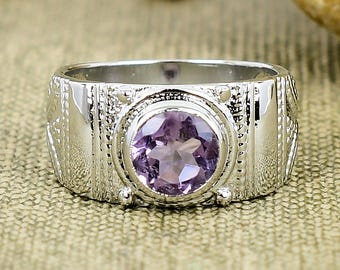 Handmade Amethyst Sterling Silver Ring • February Birthstone Jewelry